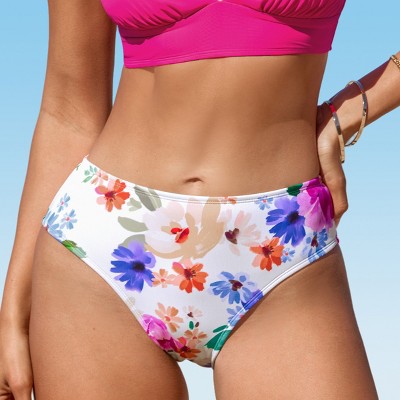 Women's Floral High Waisted Bikini Bottoms Swimsuit - Cupshe