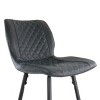 Elama 2 Piece Diamond Stitched Faux Leather Bar Chair in Black with Metal Legs - 4 of 4