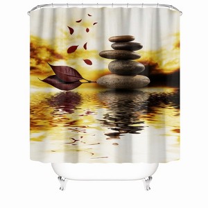 Fallen Leaves And Stones Shower Curtains for Bathroom Waterproof Fabric Bath Curtain Durable Soft Stylish Bathroom Decor 72x72 Inch - 1 of 1