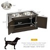 23" Elevated Dog Bowl Stand with Storage Cabinet,Raised Pet Feeder Station for Large Dogs with 2 Stainless Steel Bowls–LAOTIES - 3 of 4