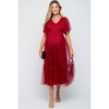 Pinkblush Burgundy Dotted Tulle Smocked Maternity Midi Dress - 2 of 4