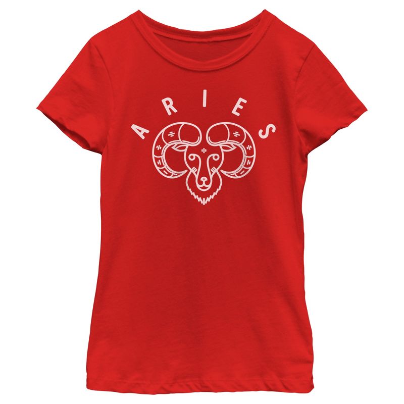 Girl's Lost Gods Zodiac Aries Ram Symbol T-Shirt, 1 of 6