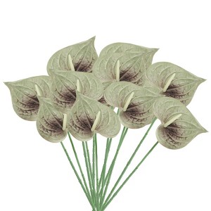 Unique Bargains Artificial Anthurium Lily Flowers for Home Decor 10 Pcs - 1 of 4