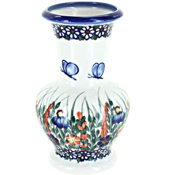 Blue Rose Polish Pottery Spring Butterfly Medium Vase