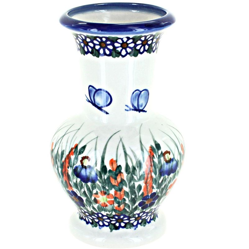 Blue Rose Polish Pottery Spring Butterfly Medium Vase, 1 of 2