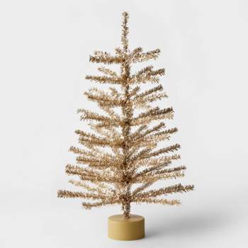 24" Unlit Tinsel Mini Artificial Christmas Tree Champagne Gold - Wondershop™