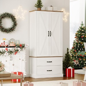 Whizmax Modern Kitchen Pantry Cabinet,Tall Wood Kitchen Storage Cabinets with Adjustable Shelves & 2 Doors & Drawers for Dining Room,Living Room - 1 of 4