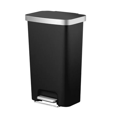 LunaLulinlk 11.9 Gallon Plastic Kitchen Step Trash Can, Black