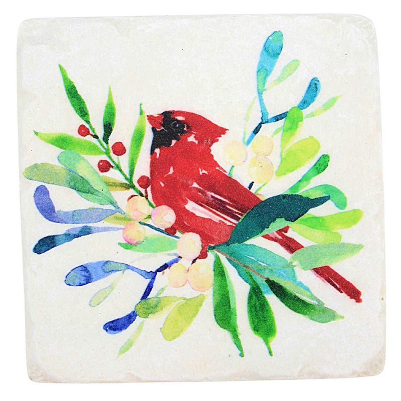 Ganz 3.75 In Cardinal Coaster Set Holly Red Birds Coasters, 4 of 6