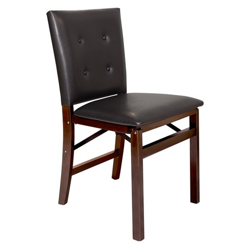 Parson S Folding Chair Set Of 2 Espresso Bonded Stakmore