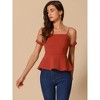 INSPIRE CHIC Women's Square Neck Mesh Sheer Short Sleeve Peplum Tops - 3 of 4