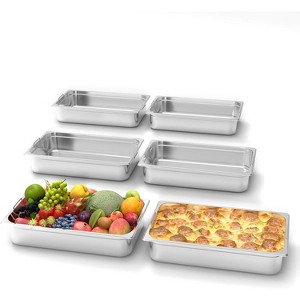 2/4/6 Inch Deeo Full-Size Hotel Pans. Commercial-grade stainless steel with anti-jam design for buffets, catering, and restaurant use - 1 of 4