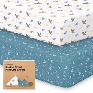 KeaBabies Mini Crib Sheets for Baby Girls, Boys, 2-Pack Soothe Pack and Play Sheets Fitted, Organic Pack N Play Mattress Sheet - 1 of 4