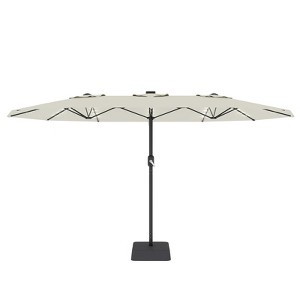 10 navy blue solar patio umbrella PURPLE LEAF Round Cantilever Umbrella with Base, Outdoor Umbrellas with  Lights