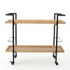 Homy Casa 2-Tier Rolling Bar Cart with Wood Shelves and Metal Frame for Dining or Living Room - 4 of 4