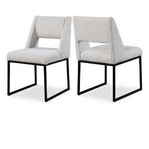 Meridian Furniture,Jayce Cream Boucle Fabric Dining Chair, Set of 2 - 1 of 4