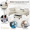 Modern 3-Piece L-Shaped Sofa Set in Black Synthetic Leather - 3 of 4