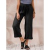 ECUPPER Womens Linen Cropped Pants Loose Casual Capri Cotton Wide Leg Plus Size Elastic Waist with Drawstring Trouses - 2 of 4