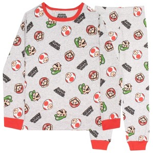 Super Mario Little Boys Mario, Toad and Luigi Long Sleeve Top and Pants Pajama Set - 1 of 3