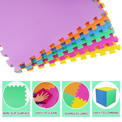 Multicolor EVA Foam Interlocking Exercise Mat Tiles, 24" x 24"