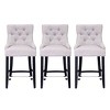 WestinTrends 24" Linen Tufted Buttons Upholstered Wingback Counter Stool (Set of 3) - 3 of 4