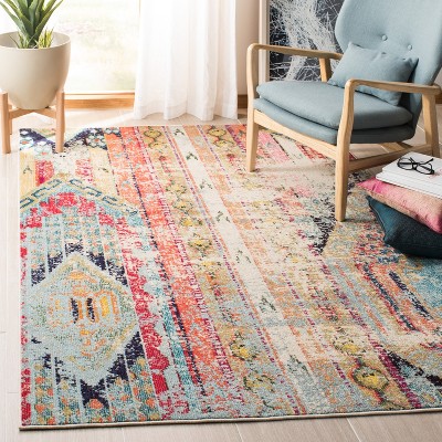 Madison Blue and Orange Hand-knotted Square Area Rug