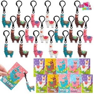 Joyfy 28 Packs Valentines Day Animals Keychains with Gift Cards for Kids Classroom Exchange Gifts School Valentines Party - 1 of 4