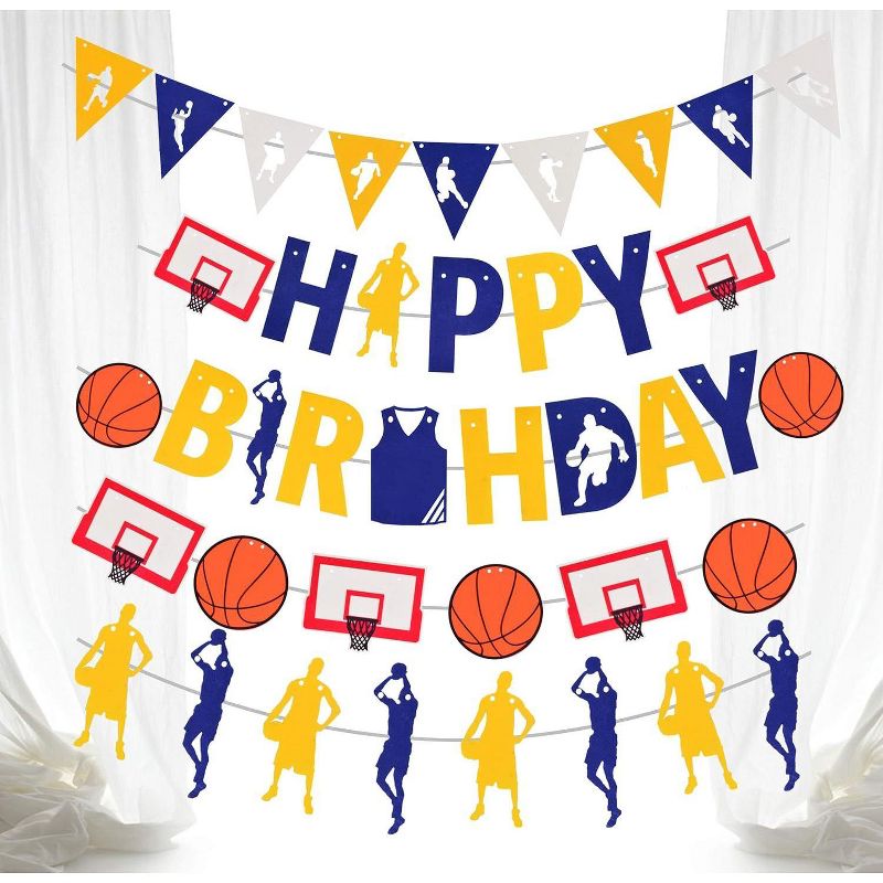 Meant2tobe Basketball Theme Happy Birthday Banners, 1 of 5