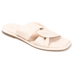 Journee Signature Womens Genuine Leather Kanndice Slip On Slide Sandals - 1 of 4