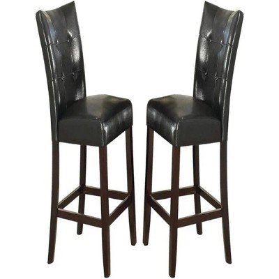 24"Black Faux Leather Tufted Modern Counter Dining Seating