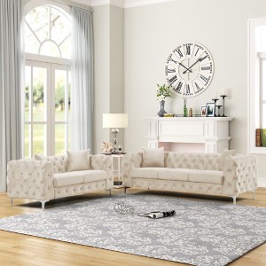 Contemporary  with Deep Button Tufting Dutch Velvet -Morden Fort - 1 of 4
