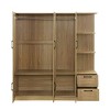 3 Doors Wooden Dat Armoire Closet With Shelves And 2 Drawers,Armoire Wardrobe With Side Storage Shelves,Wardrobe Closet -Maison Boucle - 4 of 4