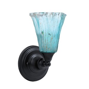 Toltec Lighting Any 1 - Light Sconce in  Matte Black with 5.5" Fluted Teal Crystal  Shade - 1 of 1