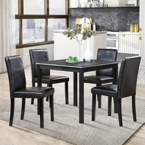 5-Piece Dining Set with Square Kitchen Table and 4 Upholstered Chairs - 1 of 4