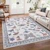 Washable Modern Farmhouse Area Rug with Butterflies Flowers Print, Botanical Low Pile Soft Large Carpet for Home Decor - 3 of 4