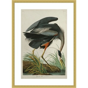 Amanti Art Lustr Great Blue Heron in Pearl White by John James Audubon Wood Framed Wall Art Print - 1 of 4