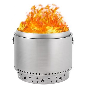 20.5" Smokeless Fire Pit with Air Switch, Wood Burning Portable Stainless Steel Outdoor Firepit with Removable Stand and Ash Pan - 1 of 4