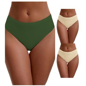 INSPIRE CHIC Women's Elastic Waistband Mid-Waisted Briefs Full Coverage Underwear 3 Packs - 1 of 4