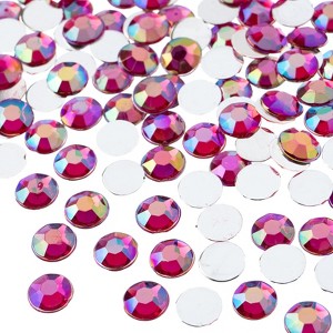 John Bead 1000-Piece 8mm (SS39) Fuchsia AB Acrylic Round Flat Back Rhinestones - 1 of 4