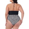 Agnes Orinda Women's Plus Size Halter Ruched Polka Dots High Waisted 2 Piece Swimsuit Tankini Set - 4 of 4