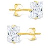 SHINE by Sterling Forever Sterling Silver Princess Cut Prong Set Stud Earrings - 3 of 4