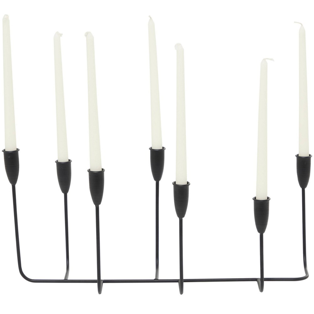 Metal Tapered 7 Plate Candelabra Black: Sturdy Base, Indoor Use, Modern Style – CosmoLiving by Cosmopolitan