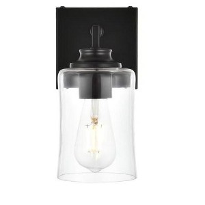 Elegant Lighting Ronnie 1 light Black and Clear Bath Sconce - 1 of 4