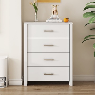 SUGIFT 4 Drawer Dresser, Modern Storage Cabinet for Bedroom, White