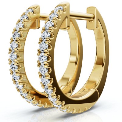 Pompeii3 Small Diamond Hoop Earrings 14k White or Yellow Gold Lab Created 1/2" Tall