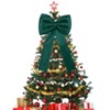 24 Short Ribbon Bows and A Satin Christmas Tree Topper Bow, 25 PCS Wired Decorative Set for Xmas Tree, Garland, Wreath - 2 of 4