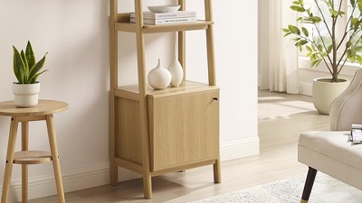 Bixby 71" Walnut and White Bookshelf with Storage