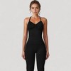 Anna-Kaci Active Women's Seamless Padded Cami Tank Top with Ruched Front Detail and Adjustable Halter Straps - 2 of 4