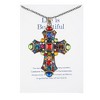 Anna-Kaci Colorful Stained Glass Rhinestone Pendant Necklace Gift Message Card & Envelope Jewelry Gifts - 2 of 4