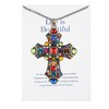 Anna-Kaci Colorful Stained Glass Rhinestone Cross Pendant Necklace Gift Message Card & Envelope Faith Jewelry Gifts - image 2 of 4